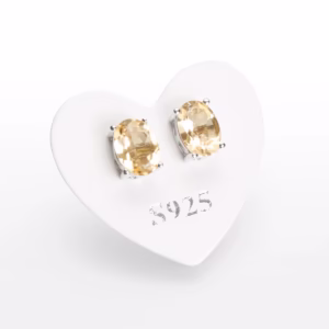 citrin uhani srebrni oval 5x7 mm