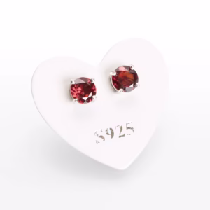 granat uhani srebrni 5 mm