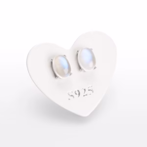 mesečev kamen uhani srebrni oval 6x8 mm