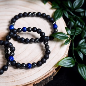 lapis lazuli in hematit z lava stone zapestnica moška