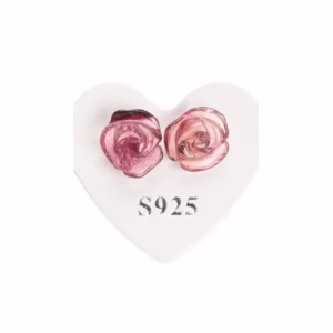 roza turmalin uhani srebrni vrtnica